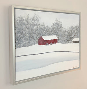 Winter's Barn -18" x 14" canvas size